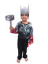 BookMyCostume 3 Pc Grey Thunder God Muscle-Look Superhero Costume with Padded Chest, Arms, Hammer & Plastic Face Mask | Sublimation Printed Fancy Dress Outfit | Birthday Celebration Costume